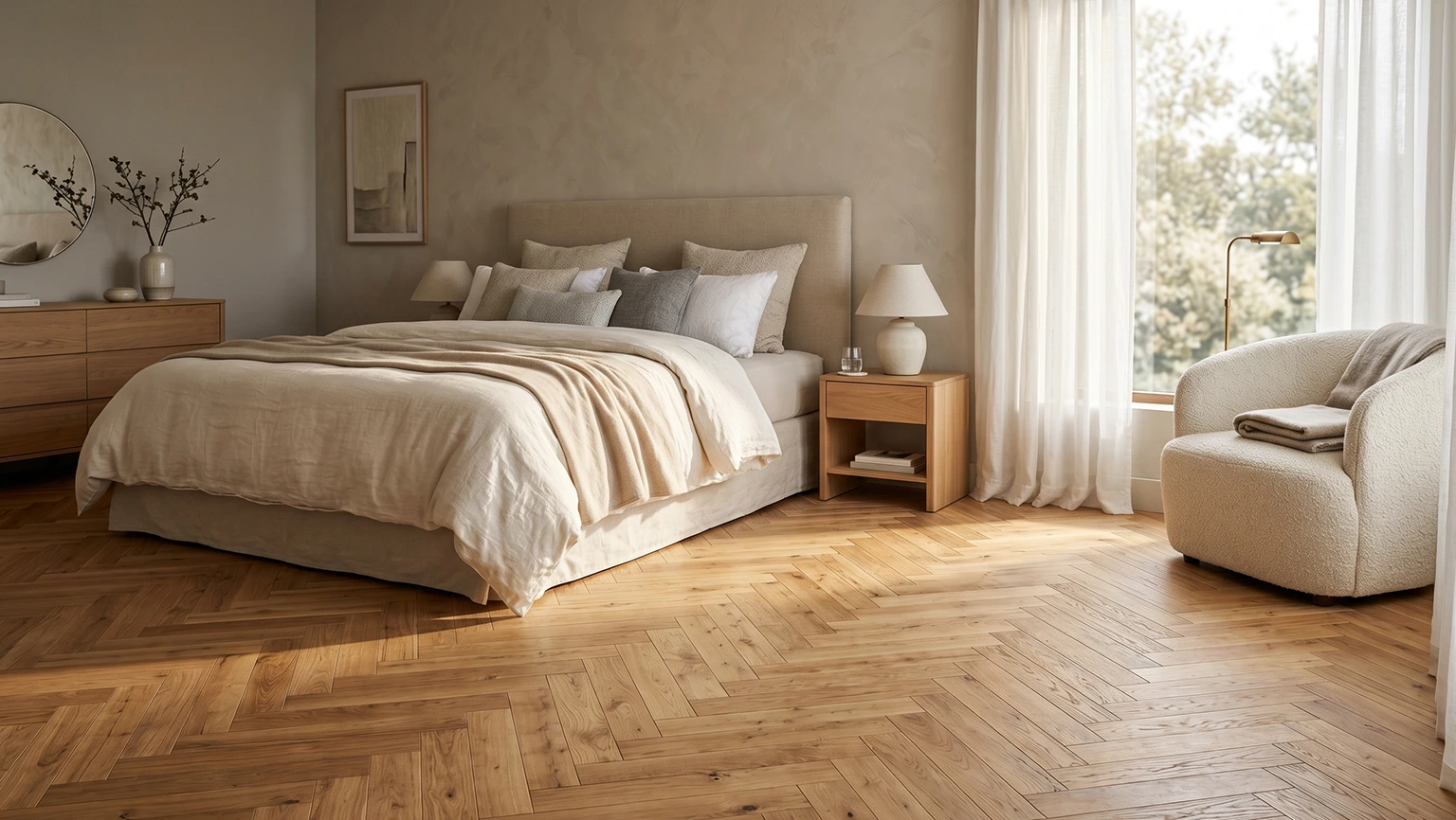 Beautiful and Quiet Parquet Flooring for Bedrooms